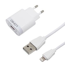 KUĆNI PUNJAČ 2 U 1 LDNIO A303Q 18W + KABEL USB NA LIGHTNING