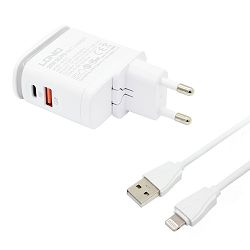 KUĆNI PUNJAČ BRZI 2U1 LDNIO A2423C 25W PD TIP C I USB QC3.0 + USB - LIGHTNING