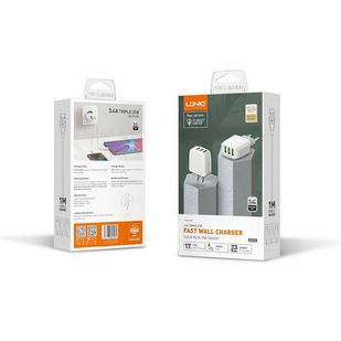 KUĆNI PUNJAČ BRZI 3U1 LDNIO A3312 17W 3*USB + USB KABEL LIGHTNING