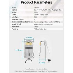 MODUL CAT.7 FTP RJ45 50 kom VENTION IDER0-50 PROZIRNI