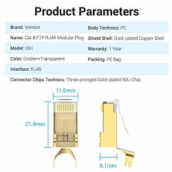 MODUL CAT.8 FTP RJ45 2 kom VENTION IDHR0-2 PROZIRNI