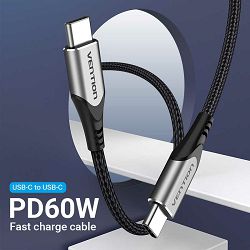 TIP C KABEL 2.0 TIP C MUŠKI NA TIP C MUŠKI VENTION 1.5 m TADHG ALU