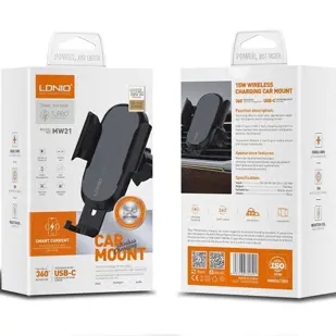 AUTO DRŽAČ I BEŽIČNI PUNJAČ LDNIO MW21 MONTAŽA NA VENTILACIJU 15 W + KABEL TIP C