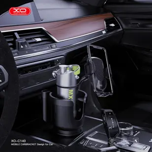 AUTO DRŽAČ ZA MOBITEL XO + DRŽAČ ZA ČAŠU C140 CRNI