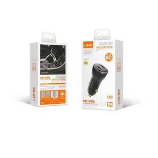 AUTO PUNJAČ 2u1 LDNIO C104 BRZI DUAL TIP C 60W + KABEL TIP C NA LIGHTNING