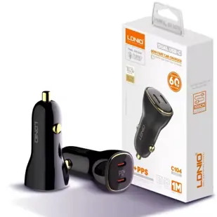 AUTO PUNJAČ 2u1 LDNIO C104 BRZI DUAL TIP C 60W + KABEL TIP C NA TIP C