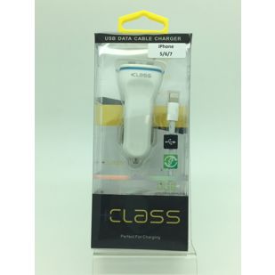 AUTO PUNJAČ  +CLASS 3.1 A + USB KABEL IPHONE 5/6/7 BIJELI