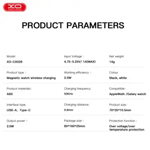 PUNJAČ ZA SAMSUNG I APPLE WATCH XO PUNJENJE NA MOBITEL MAGNET TIP C CX026 BIJELI