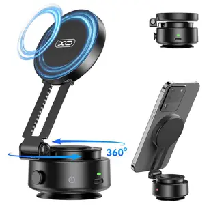 AUTO DRŽAČ ZA MOBITEL MAGNETNI XO ROTACIJA 360 EL. VAKUUM C168 CRNI