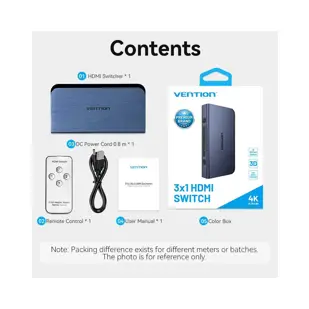 HDMI RAZDJELNIK SWITCHER 3 ULAZA 1 IZLAZ HDMI VENTION AKML0 PLAVI