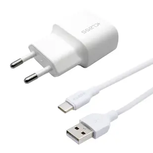 KUĆNI PUNJAČ +CLASS USB 2.1A 10W +USB KABEL TIP C BIJELI