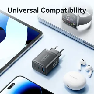 KUĆNI PUNJAČ GAN 2* TIP C + 1* USB 65W VENTION FERB0-EU CRNI