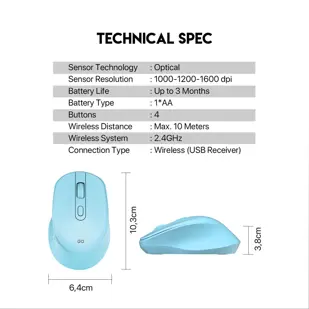 MIŠ BEŽIČNI FANTECH 1000-1200-1600 DPI W606 CRNI