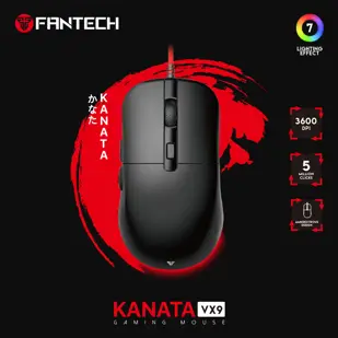 MIŠ GAMING ŽIČNI FANTECH 3600 DPI KANATA VX9 CRNI