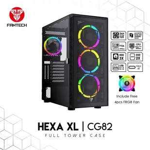 PC KUĆIŠTE FANTECH 470x205x480mm 4,9kg 4xVENTILATOR LIJEVO STAKLO HEXA XL CG82