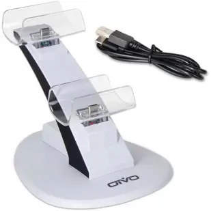 PUNJAČ DUAL DOCK ZA PS5 KONTROLERE VERTIKALNI OIVO IV-P5234 CRNO-BIJELI