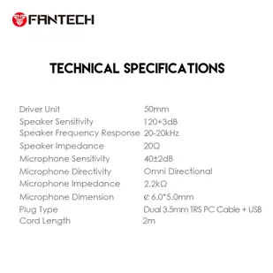 SLUŠALICE ŽIČNE GAMING FANTECH 3.5 mm + MIKROFON FLASH HQ53