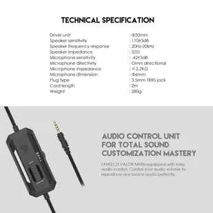 SLUŠALICE ŽIČNE GAMING FANTECH 3.5 mm + USB + MIKROFON VALOR MH86 CRNE
