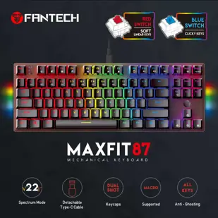 TIPKOVNICA GAMING ŽIČNA MEHANIČKA FANTECH MAX FIT 87 R. SW. MK856 CRNA