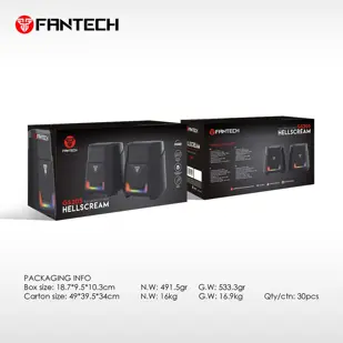 ZVUČNIK GAMING FANTECH 3.5 mm + USB HELLSCREAM GS205 RGB CRNI